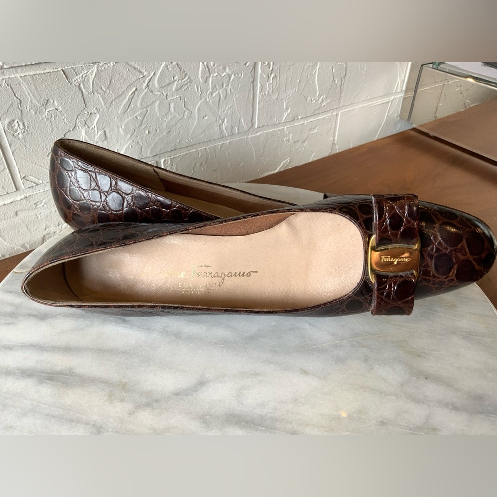 Salvatore Ferragamo Brown Crocodile Shoes - Picture 8 of 12
